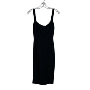 Reformation Black Midi Dress With Slit Size 6 Little Black Dress LBD